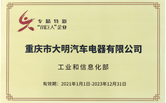 重慶大明は國家級専精特新「小巨人」企業栄譽を表彰され